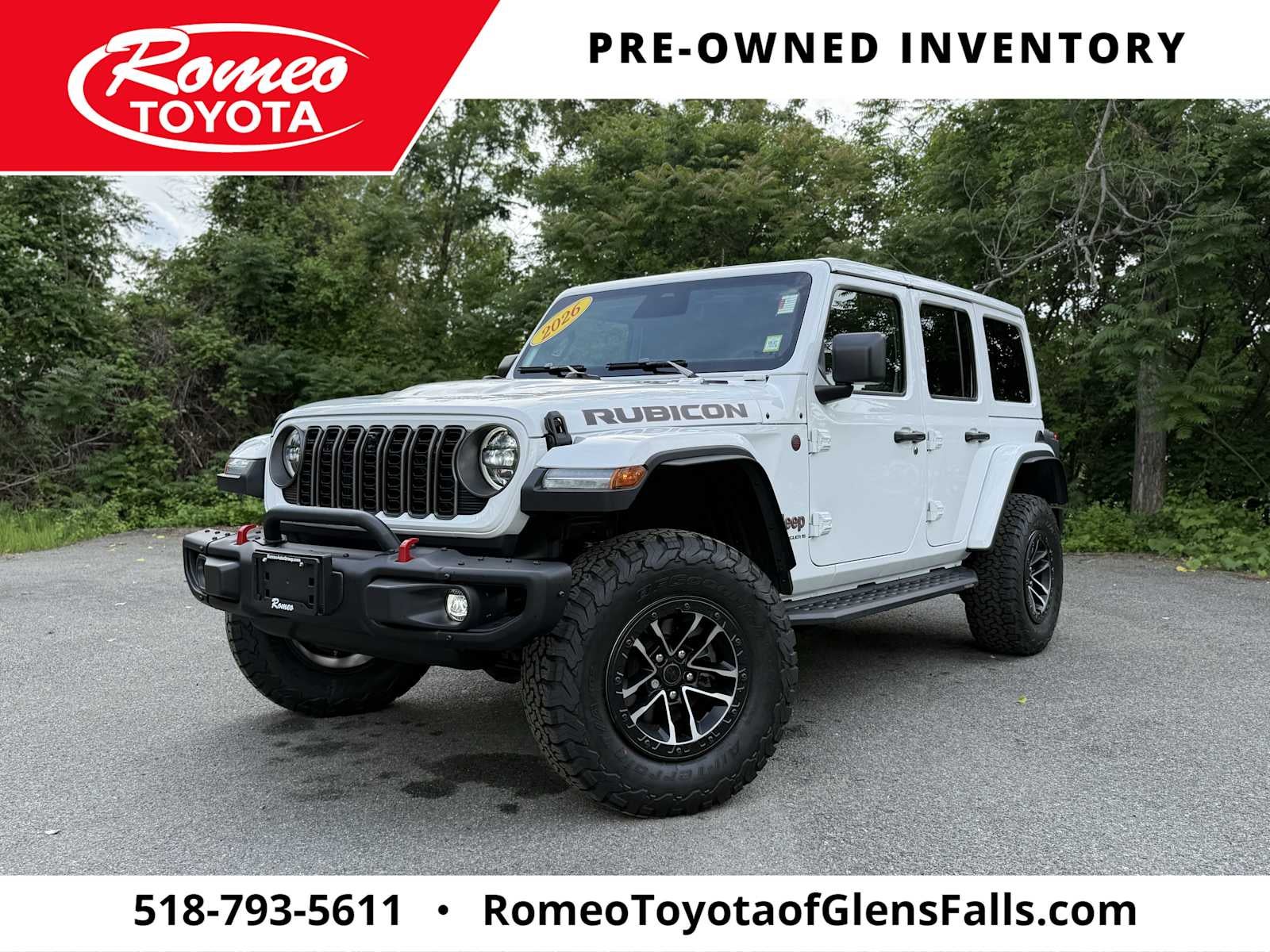 2026 Jeep Wrangler Rubicon X in Bright White Clearcoat — front three-quarter view
