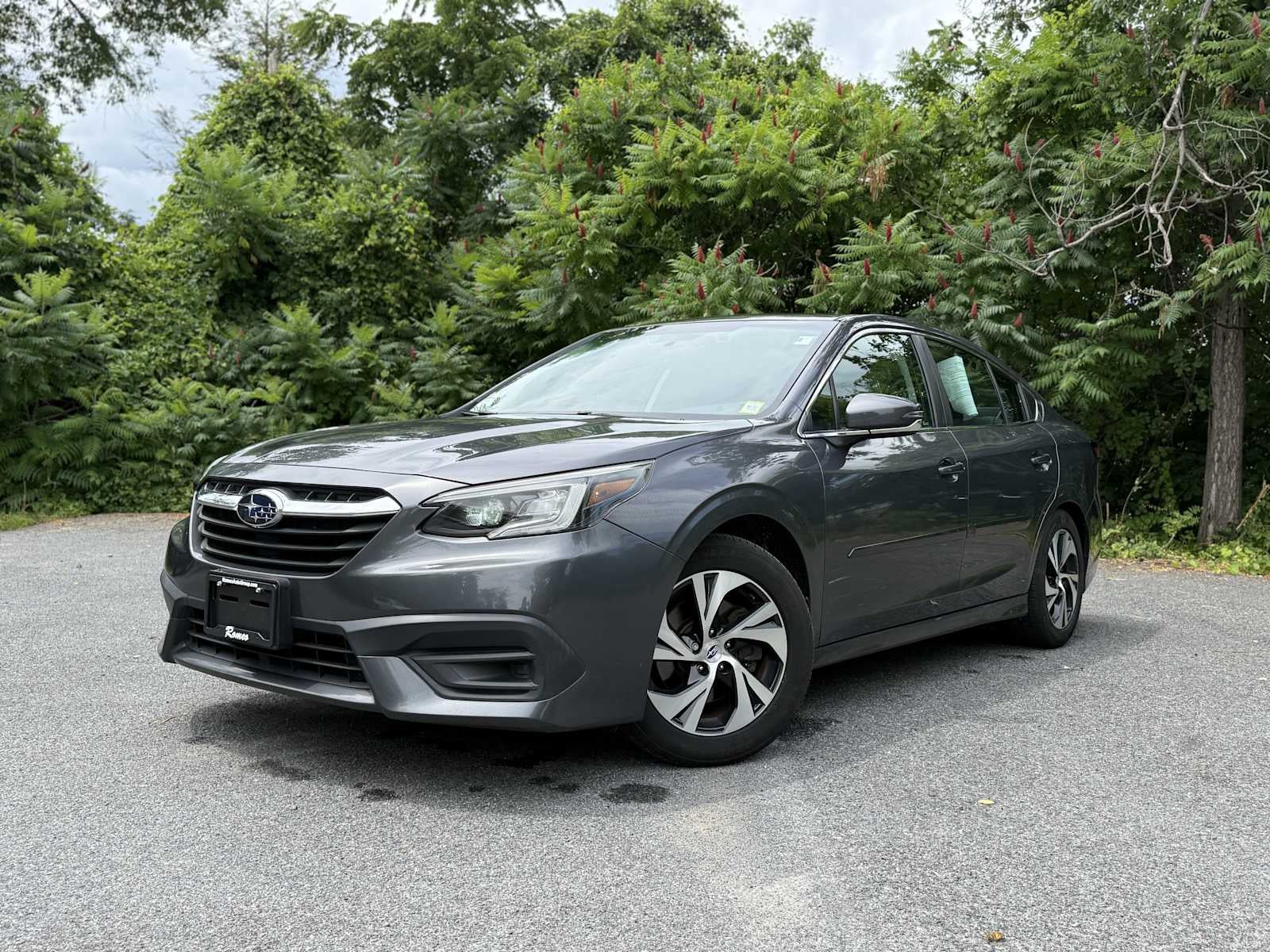 2021 Subaru Legacy Premium in Magnetite Gray Metallic — front three-quarter view
