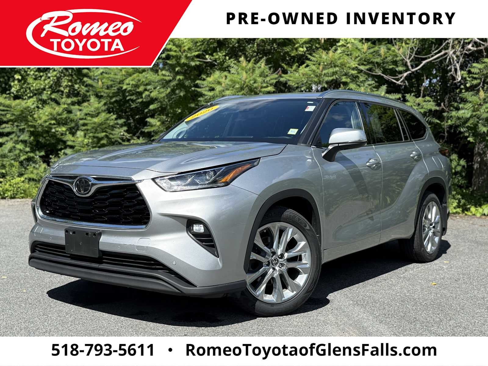 2020 Toyota Highlander Limited in Celestial Silver Metallic — front three-quarter view