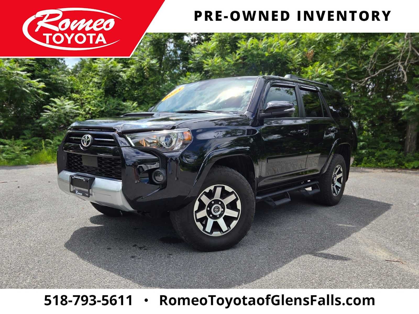 2021 Toyota 4Runner TRD Off-Road Premium in Midnight Black Metallic — front three-quarter view