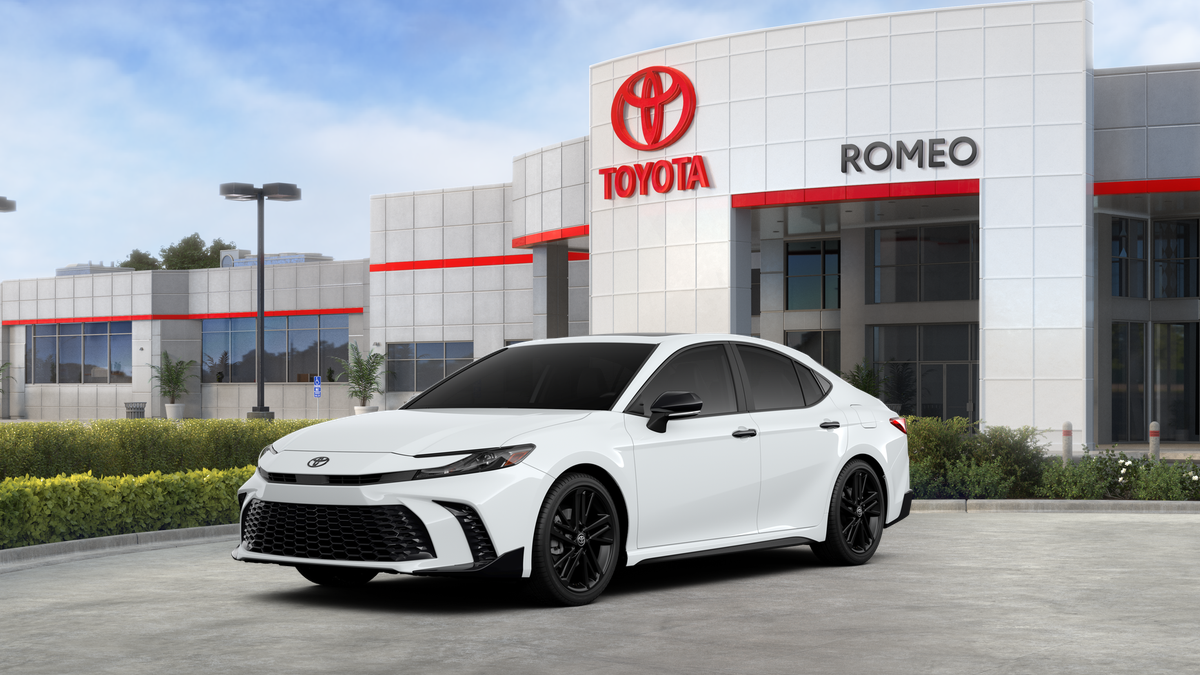 2026 Toyota Camry Nightshade AWD in Ice Cap — front three-quarter view