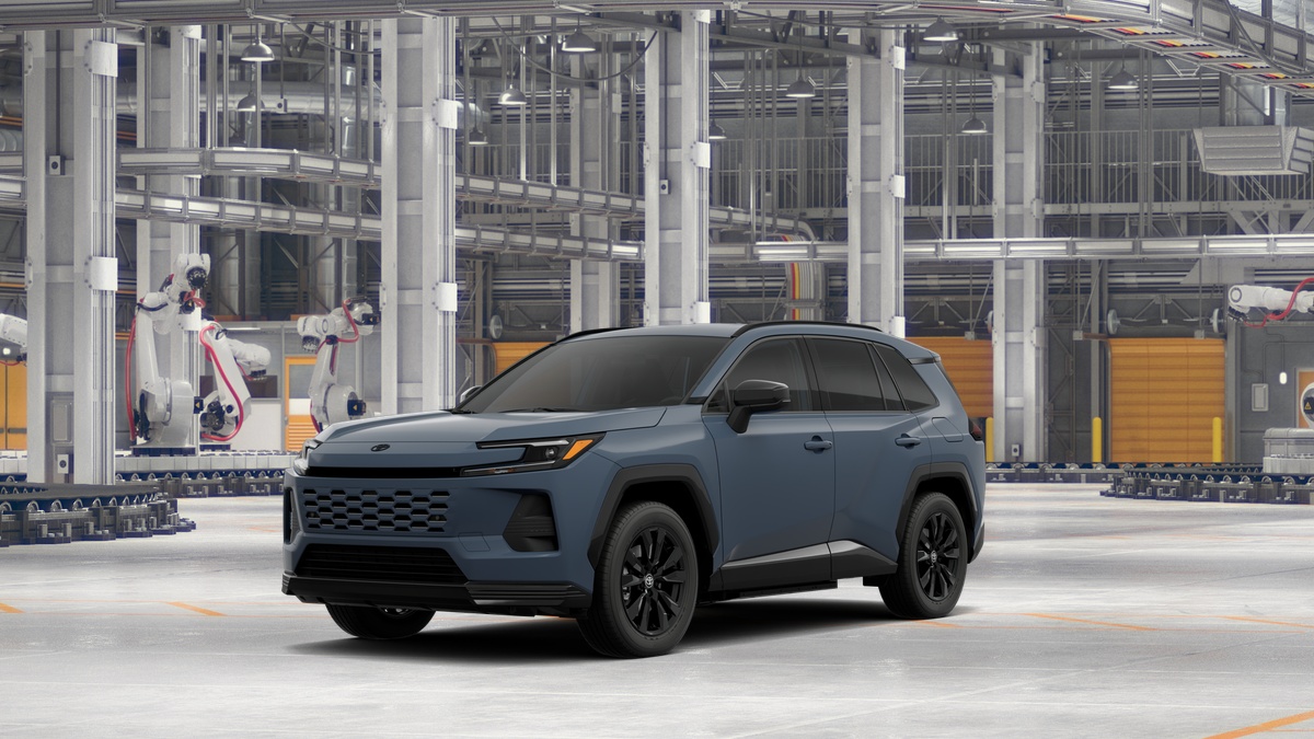 2026 Toyota RAV4 Plug-in Hybrid SE in Storm Cloud — front three-quarter view